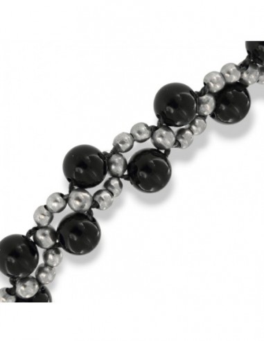 Bracciale Argento Rodiato Sfere Onice Nera [f69cdec4]