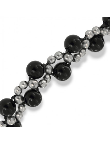 Bracciale Argento Rodiato Sfere Onice Nera [f69cdec4]