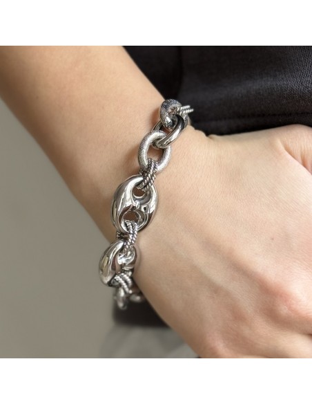 Bracciale Argento Rodiato Magia Marina E Maglia Ovale Gordonata [47950a3a]