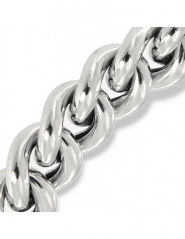 BRACCIALE ARGENTO RODIATO GRUMETTA LISCIA CUBANA [55e85c13]