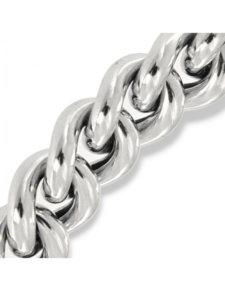 BRACCIALE ARGENTO RODIATO GRUMETTA LISCIA CUBANA [55e85c13]