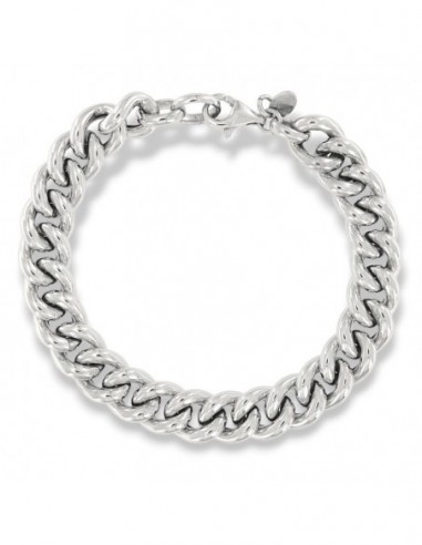 BRACCIALE ARGENTO RODIATO GRUMETTA LISCIA CUBANA [50b81b0d]
