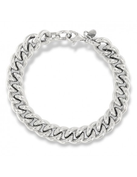 BRACCIALE ARGENTO RODIATO GRUMETTA LISCIA CUBANA [50b81b0d]