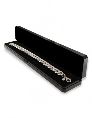 BRACCIALE ARGENTO RODIATO GRUMETTA LISCIA CUBANA [e7a5da09]