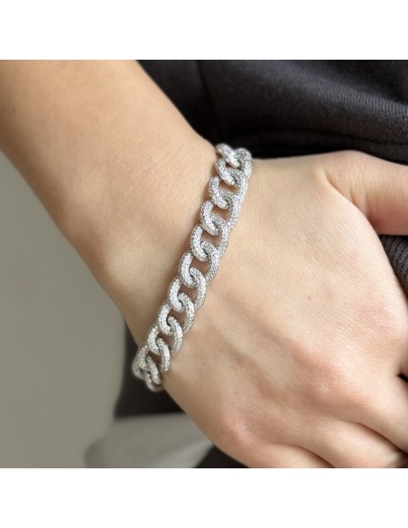 Bracciale Argento Rodiato Grumetta Zirconi Bianchi [d2c328ca]