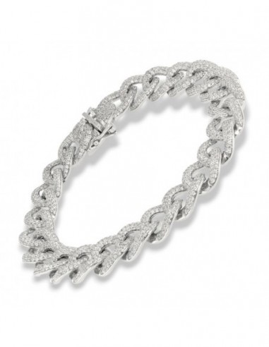 Bracciale Argento Rodiato Grumetta Zirconi Pavè [759b342c]