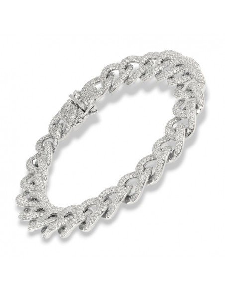 Bracciale Argento Rodiato Grumetta Zirconi Pavè [759b342c]