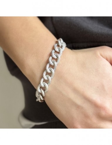Bracciale Argento Rodiato Grumetta Zirconi Pavè [9a48e47d]