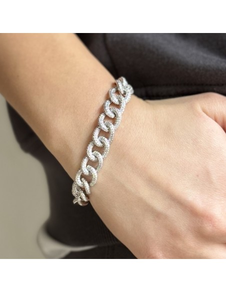 Bracciale Argento Rodiato Grumetta Zirconi Pavè [9a48e47d]