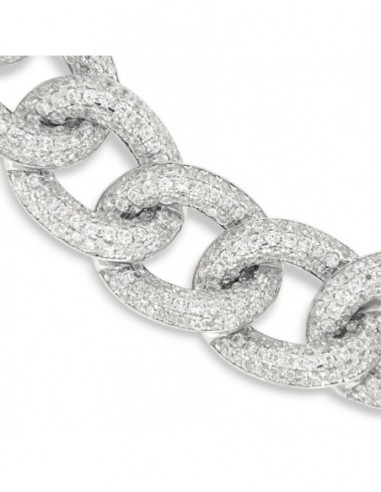Bracciale Argento Rodiato Grumetta Zirconi Pavè [e281d6ef]