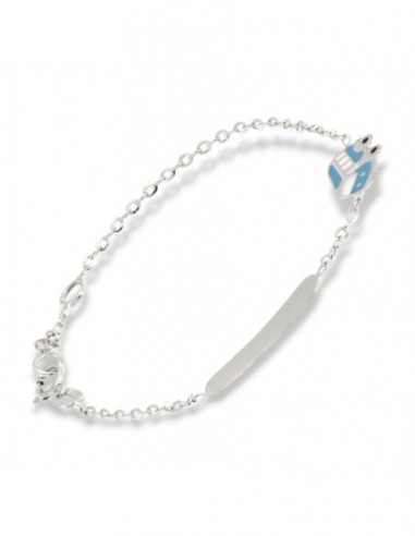 Bracciale Oro Bianco Neonato Bus Piastra Centrale [0e8e434e]