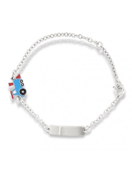 Bracciale Argento Rodiato Piastra Centrale Treno [5f9ec131]