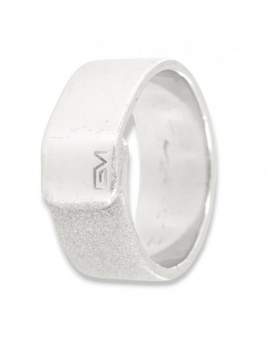Anello Argento Rodiato Fascia Larga Sabbiata [38b55490]