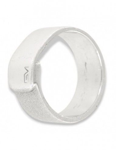 Anello Argento Rodiato Fascia Larga Sabbiata [e9d49898]