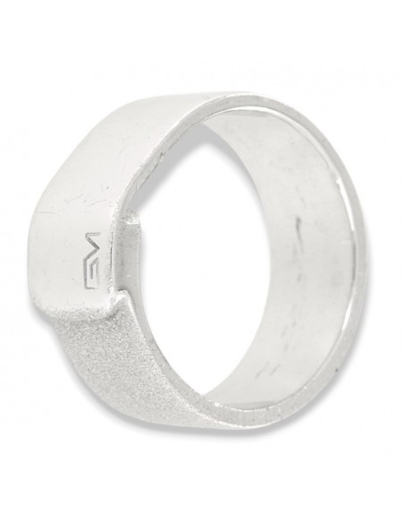 Anello Argento Rodiato Fascia Larga Sabbiata [e9d49898]