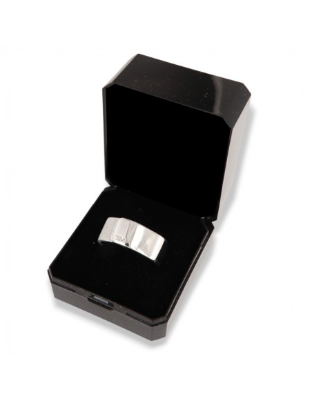 Anello Argento Rodiato Fascia Larga Sabbiata [30f2db95]