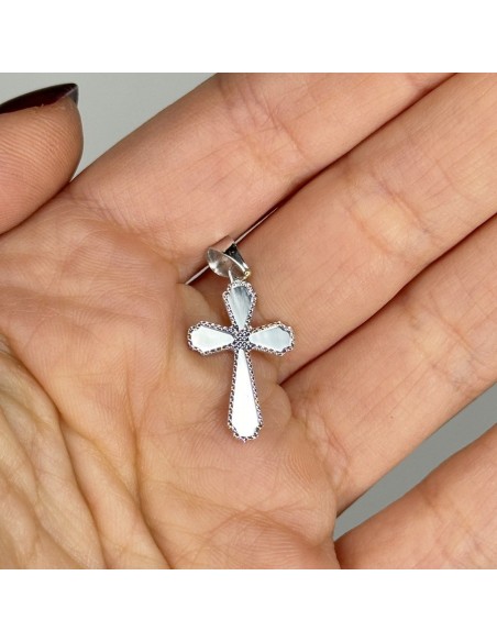 Ciondolo Oro Bianco Crocifisso Bordi Diamantati [7e65e3ce]