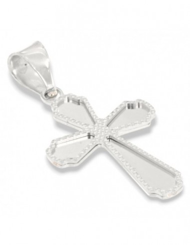 Ciondolo Oro Bianco Crocifisso Bordi Diamantati [c97822ca]