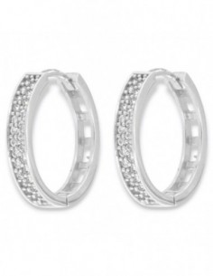 Orecchini Oro Bianco Cerchi Zirconi Bianchi 16MM [d35c60f6]