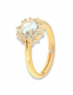 Anello Argento Dorato Topazio Azzurro Naturale [ccdb0416]