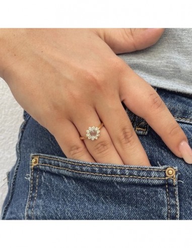 Anello Argento Dorato Topazio Azzurro Naturale [625527f3]