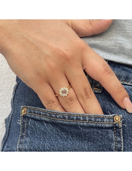 Anello Argento Dorato Topazio Azzurro Naturale [625527f3]