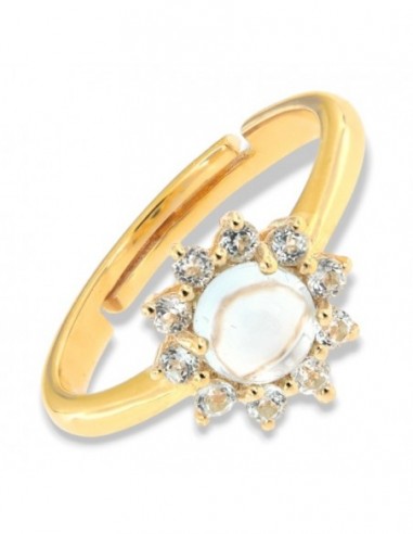 Anello Argento Dorato Topazio Azzurro Naturale [d548e6f7]