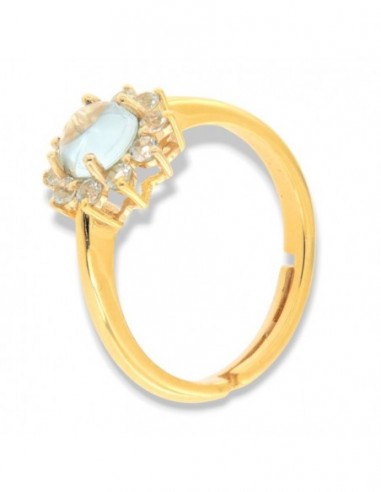 Anello Argento Dorato Topazio Azzurro Naturale [d018a1e9]
