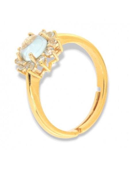 Anello Argento Dorato Topazio Azzurro Naturale [d018a1e9]