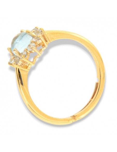 Anello Argento Dorato Topazio Azzurro Naturale [670560ed]