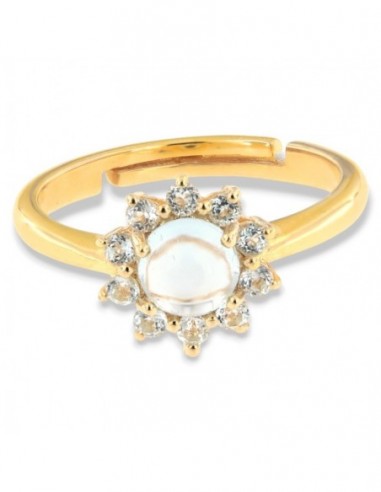 Anello Argento Dorato Topazio Azzurro Naturale [be2323e0]