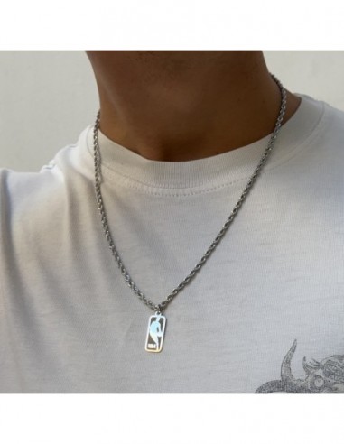Collana Acciaio Maglia Rope Ciondolo Argento Rodiato NBA [1c7cc858]