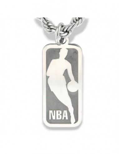 Collana Acciaio Maglia Rope Ciondolo Argento Rodiato NBA [ab61095c]