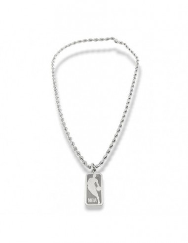 Collana Acciaio Maglia Rope Ciondolo Argento Rodiato NBA [ae314e42]