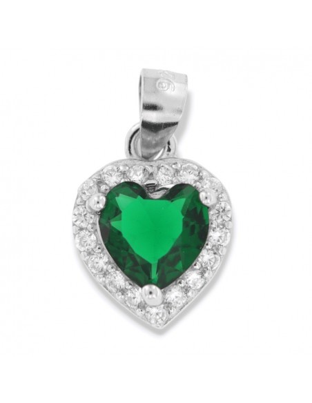 Ciondolo Argento Rodiato Principessa Cuore Verde [546d5db1]