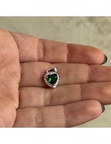 Ciondolo Argento Rodiato Principessa Cuore Verde [ae9e018a]