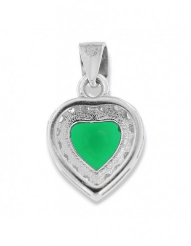 Ciondolo Argento Rodiato Principessa Cuore Verde [1cd38790]