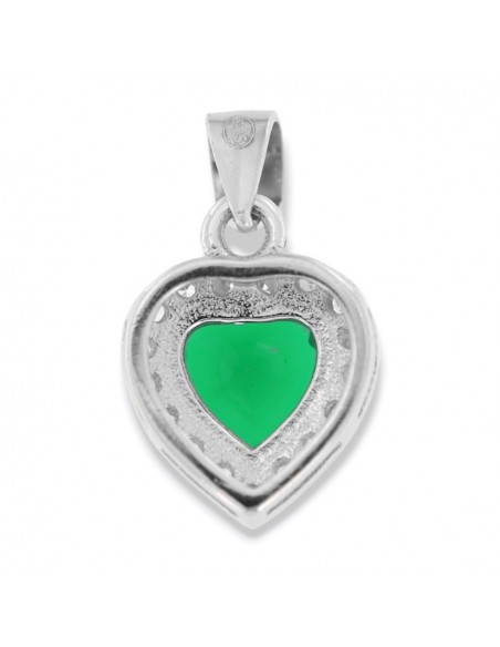 Ciondolo Argento Rodiato Principessa Cuore Verde [1cd38790]