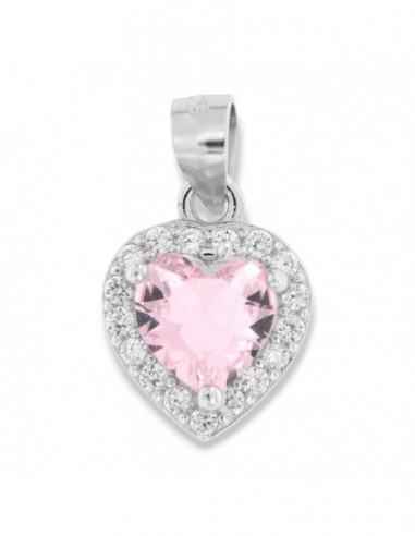 Ciondolo Argento Rodiato Principessa Cuore Rosa [875c8d41]