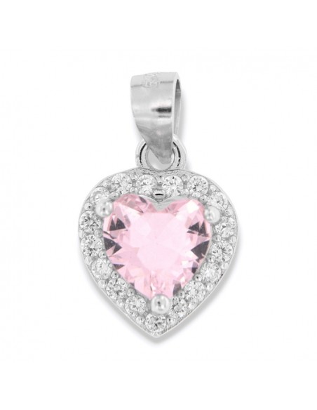 Ciondolo Argento Rodiato Principessa Cuore Rosa [875c8d41]