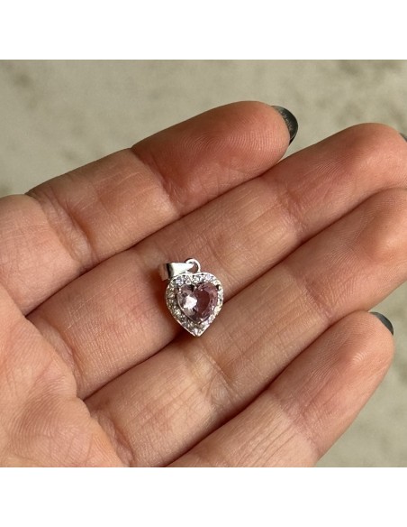 Ciondolo Argento Rodiato Principessa Cuore Rosa [a6cc7159]