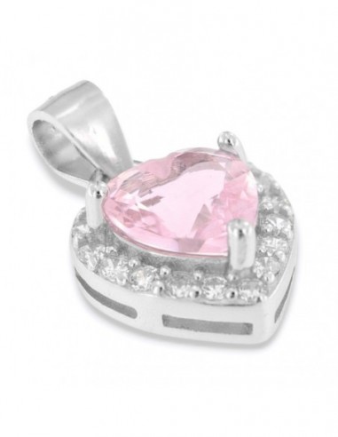 Ciondolo Argento Rodiato Principessa Cuore Rosa [11d1b05d]