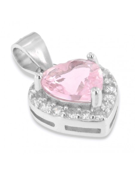 Ciondolo Argento Rodiato Principessa Cuore Rosa [11d1b05d]
