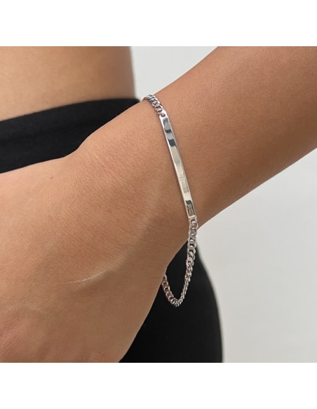 Bracciale Argento Rodiato Grumetta Piastra Cent. [3abe5ef6]