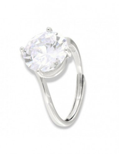 Anello Argento Rodiato Solitario Zircone 10MM [15fd471b]