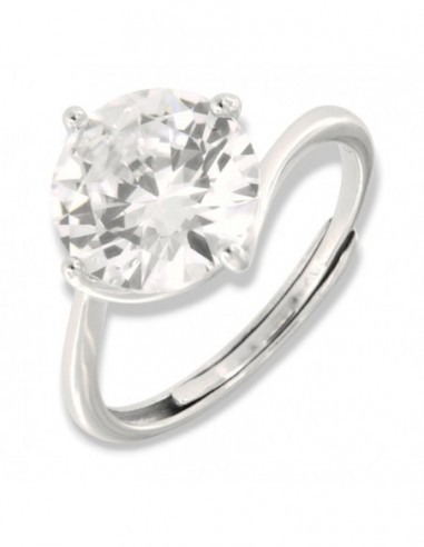 Anello Argento Rodiato Solitario Zircone 10MM [5cbd8ff5]