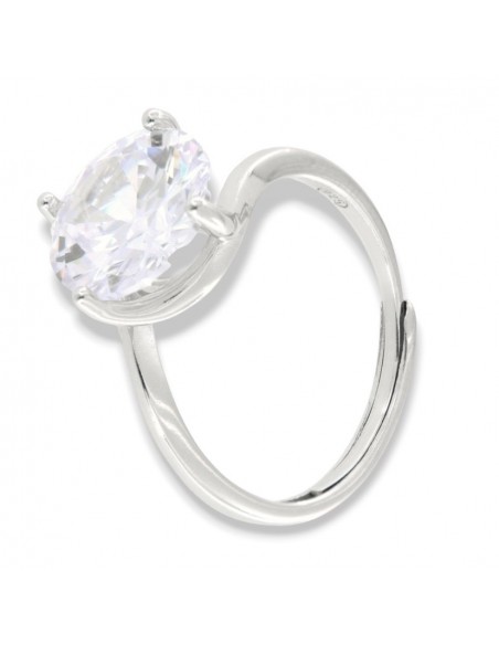 Anello Argento Rodiato Solitario Zircone 10MM [59edc8eb]