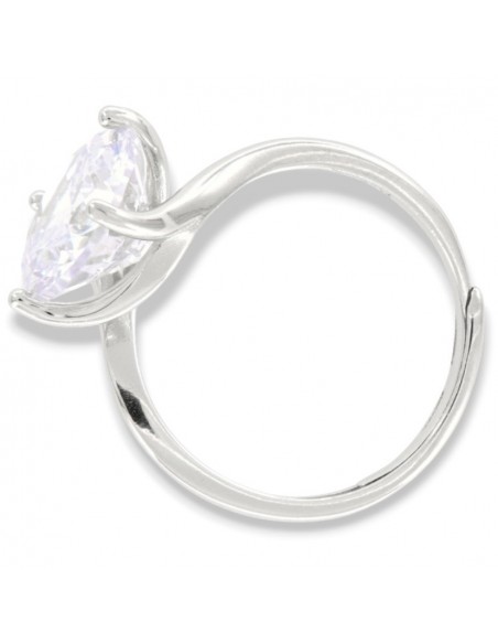 Anello Argento Rodiato Solitario Zircone 10MM [eef009ef]