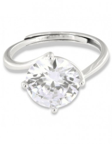 Anello Argento Rodiato Solitario Zircone 10MM [37d64ae2]