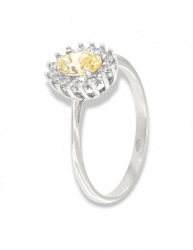 Anello Oro Bianco Principessa Gialla 6x4MM [4f0e6299]